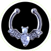 Fake Septum or Daith Piercing Bejeweled Bat Clip-on Ring (No Piercing Required)