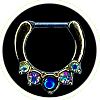 Adorable Septum or Cartilage Piercing Rose Gold Multi Gem Clicker Hoop Ring